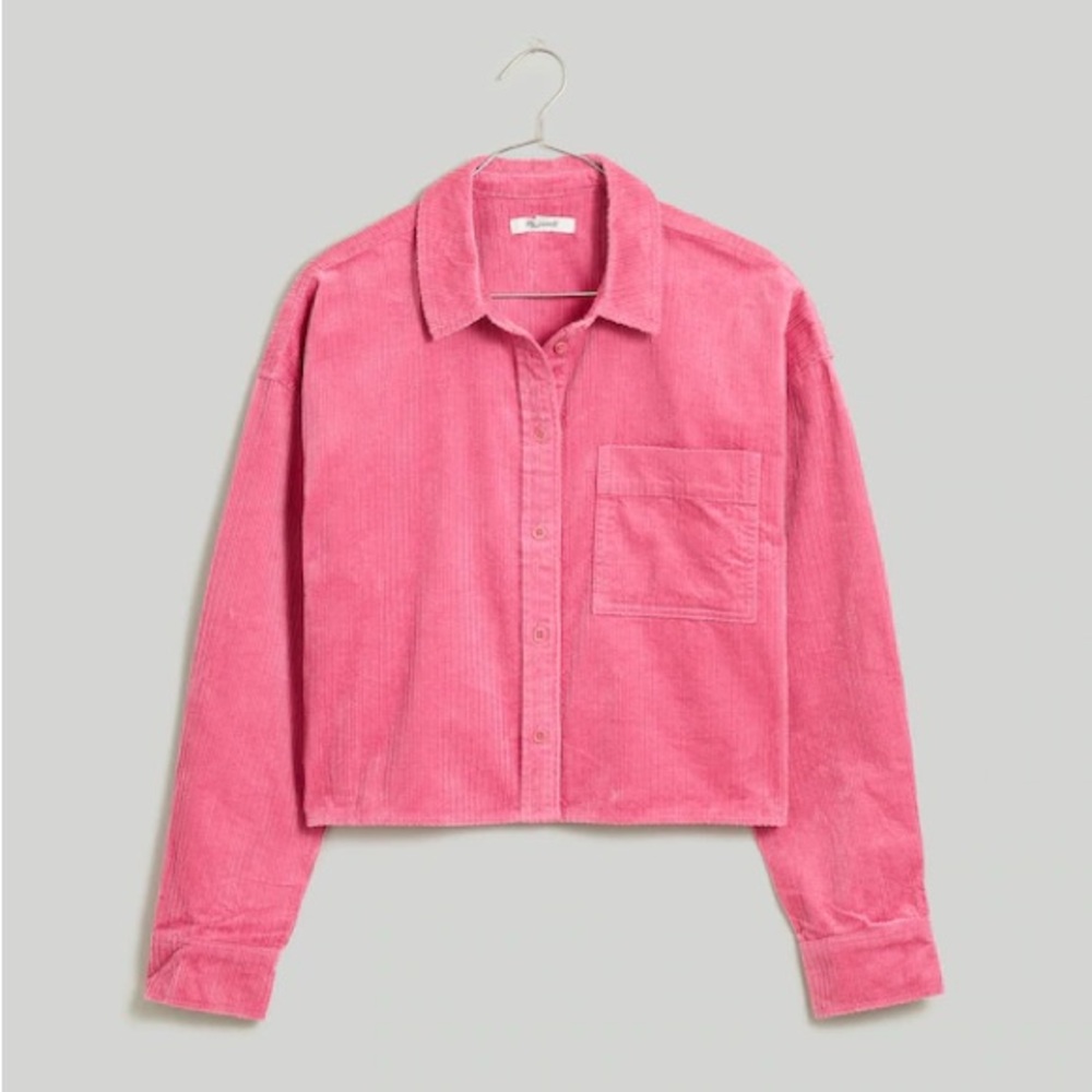 NWT Madewell Pink Corduroy Oversized Button Up Jacket 💗